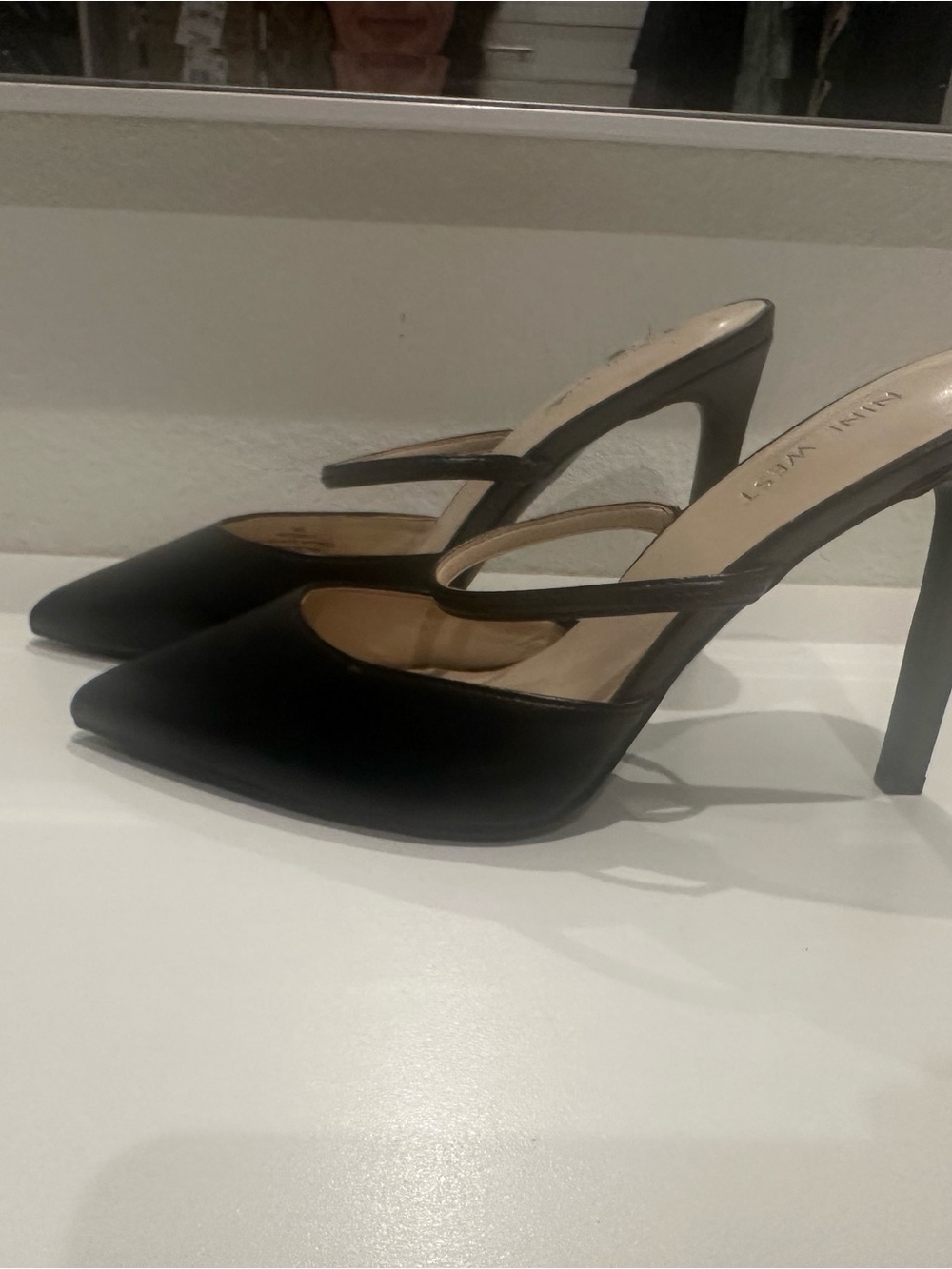 Nine West Black Pointed Slingback Stiletto Heels